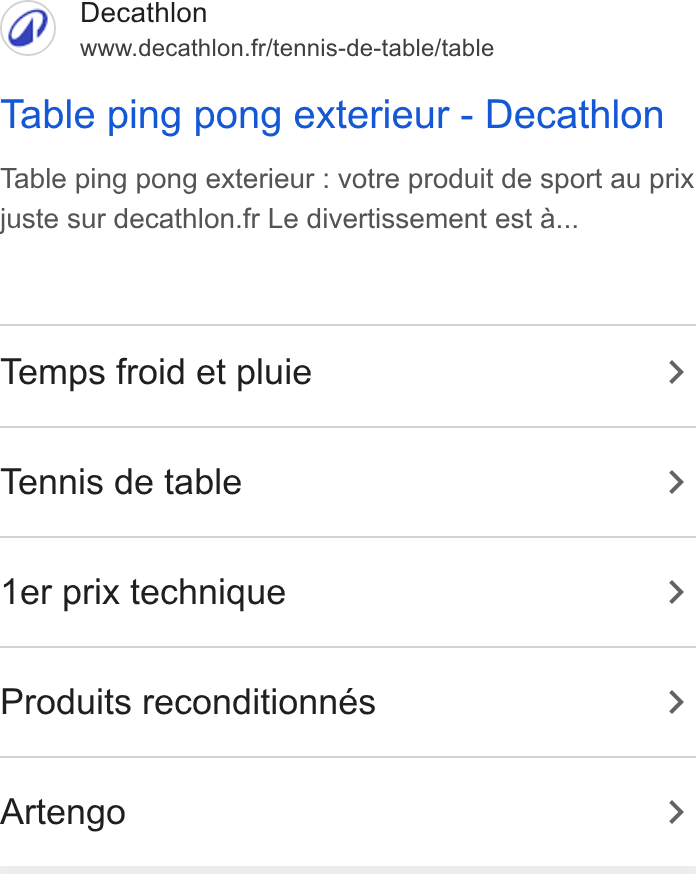 Publicité Google de Decathlon